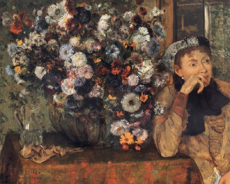 Germain Hilaire Edgard Degas A Woman with Chrysanthemums France oil painting art
